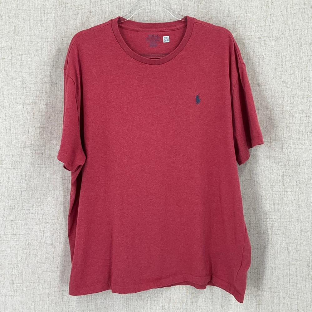 Polo Ralph Lauren T-Shirt Mens XL Red Classic Fit Short Sleeve Heathered Pony